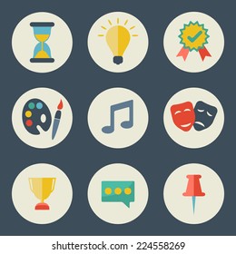 School and education icons flat design vector set 