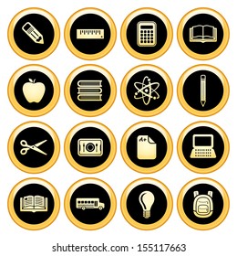 School and Education Icons Gold Icon Set
