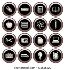 School & Education Icons Metal Icon Set