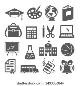 School and Education Icons on white background