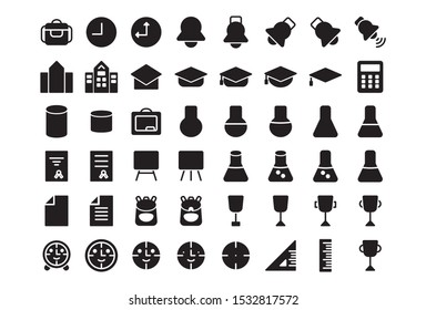 School and Education Icons on white background - Vector