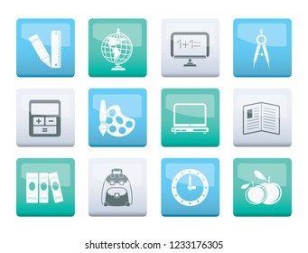 School and education icons over color background - vector icon set 