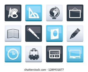 School and education icons over color background - vector icon set