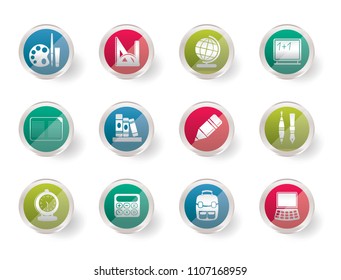 School and education icons over colored background - Vector Icon Set 