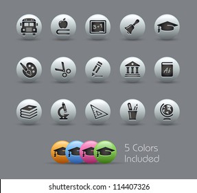 School & Education Icons // Pearly Series -------It includes 5 color versions for each icon in different layers ---------