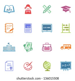School and Education Icons - Set 1 | Colored Series