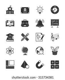 School and Education icons set 1 on White Background - Vector Illustration