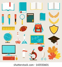 School and education icons set.