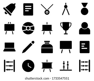 School and Education Icons set. abacus, counting. Vector Illustration Set Of Simple Training Icons. Elements Presentation, Demonstration, University