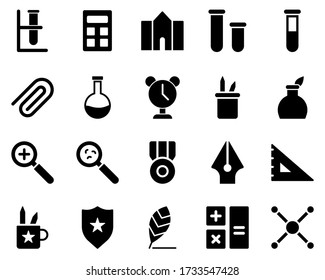 School and Education Icons set. atom, atom bond. Vector Illustration Set Of Simple Training Icons. Elements Presentation, Demonstration, University