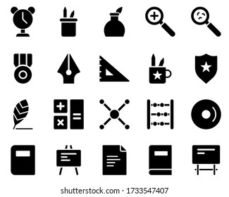 School and Education Icons set. blackboard. Vector Illustration Set Of Simple Training Icons. Elements Presentation, Demonstration, University