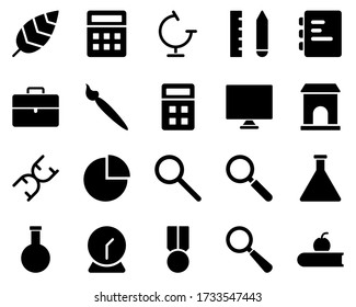 School and Education Icons set. book, apple. Vector Illustration Set Of Simple Training Icons. Elements Presentation, Demonstration, University