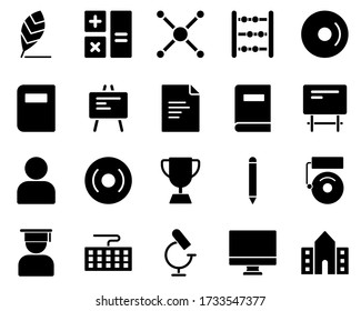School and Education Icons set. school, building, college. Vector Illustration Set Of Simple Training Icons. Elements Presentation, Demonstration, University