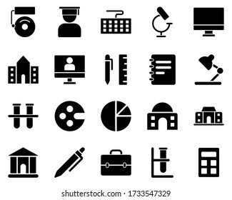 School and Education Icons set. calculator. Vector Illustration Set Of Simple Training Icons. Elements Presentation, Demonstration, University