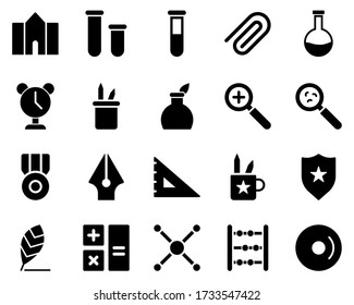School and Education Icons set. cd, disk, dvd. Vector Illustration Set Of Simple Training Icons. Elements Presentation, Demonstration, University