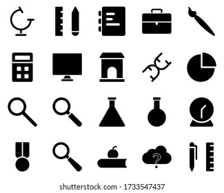 School and Education Icons set. geometry, measuring ruler. Vector Illustration Set Of Simple Training Icons. Elements Presentation, Demonstration, University