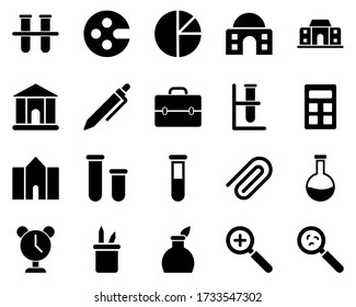 School and Education Icons set. germs, lab research