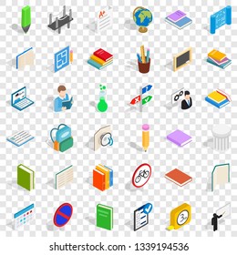 School education icons set. Isometric style of 36 school education vector icons for web for any design