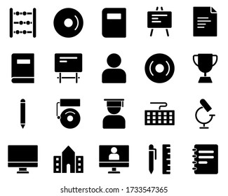 School and Education Icons set. jotter, notebook. Vector Illustration Set Of Simple Training Icons. Elements Presentation, Demonstration, University