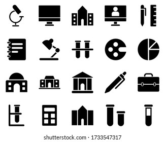 School and Education Icons set. lab glassware