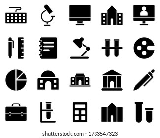 Icons für Schule und Bildung. Laborglasware