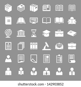 School and education icons set on gray