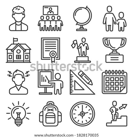 School and Education Icons Set on White Background. Vector