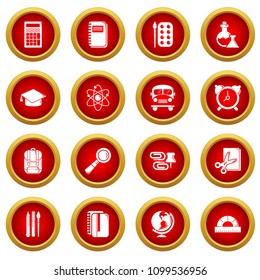 School education icons set. Simple illustration of 16 school education vector icons for web