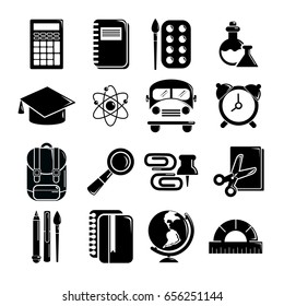 School education icons set. Simple illustration of 16 school education vector icons for web