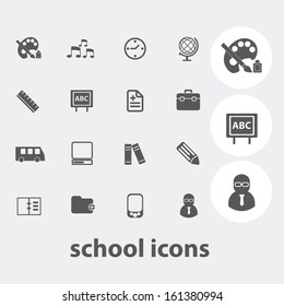 school, education icons set, vector