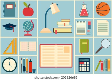 School and education icons set. Vector illustration