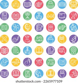 School Education icons set, education vector icons, school  pack, collection of school icons, study icons set, learning , online education school education flat set