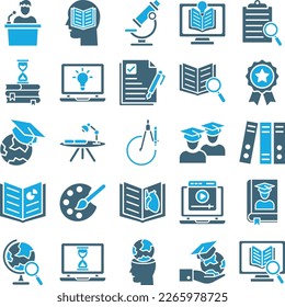 School Education icons set, education vector icons, school  pack, collection of school icons, study icons set, learning , online education school education flat set