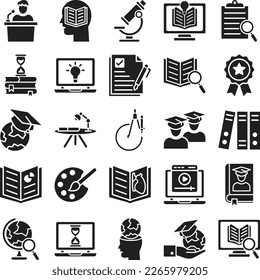 School Education icons set, education vector icons, school  pack, collection of school icons, study icons set, learning , online education school education flat set