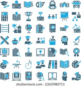 School Education icons set, education vector icons, school  pack, collection of school icons, study icons set, learning , online education school education flat set
