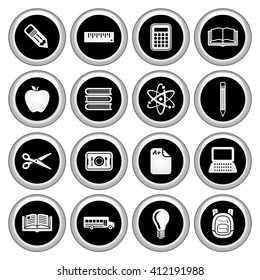 School & Education Icons Silver Icon Set