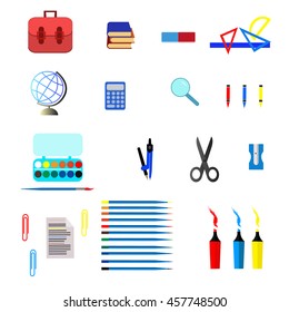 School and education icons, symbols, objects set.