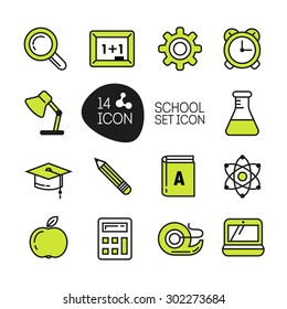 School and Education Icons in thin line style