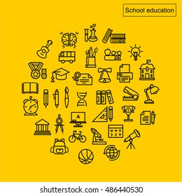 School education icons vector.