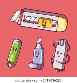School education icons vector illustration. Learning, objects, elements design concept.