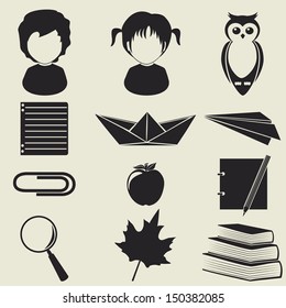 School and education icons. Vector set.