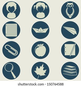 School and education icons. Vector set.
