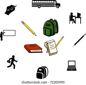 school and education illustrations and symbols set