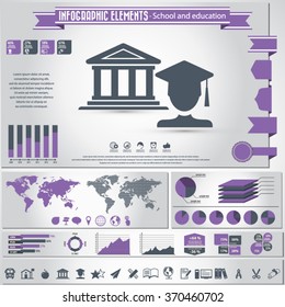 School and education- infographics elements and icons set. EPS10 vector. All elements are editable and in separate layer.