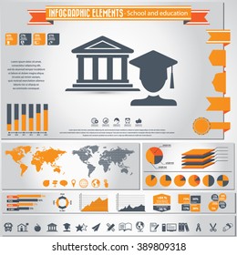 School and education- infographics elements and icons set. EPS10 vector. All elements are editable and in separate layer.