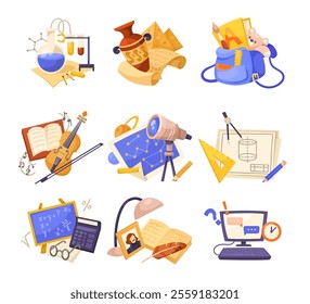 School Education Item and Supply Composition Vector Set