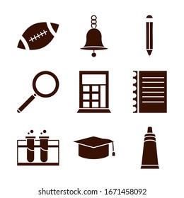 school education learn supply stationery icons set vector illustration silhouette style icon