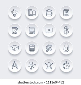 school, education, learning line icons set