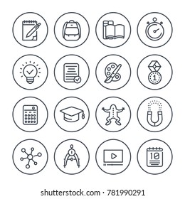 school, education, learning line icons set on white