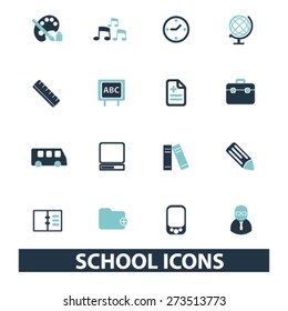 school, education, learning, study isolated icons, signs, illustrations website, internet mobile design concept set, vector